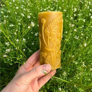 Homemade All-Natural Toxic Free 100% Beeswax Woodland Fern Candle